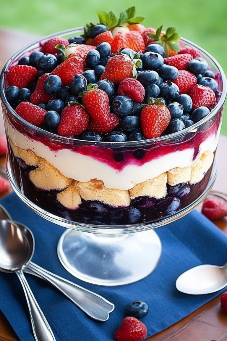 red white blueberry trifle