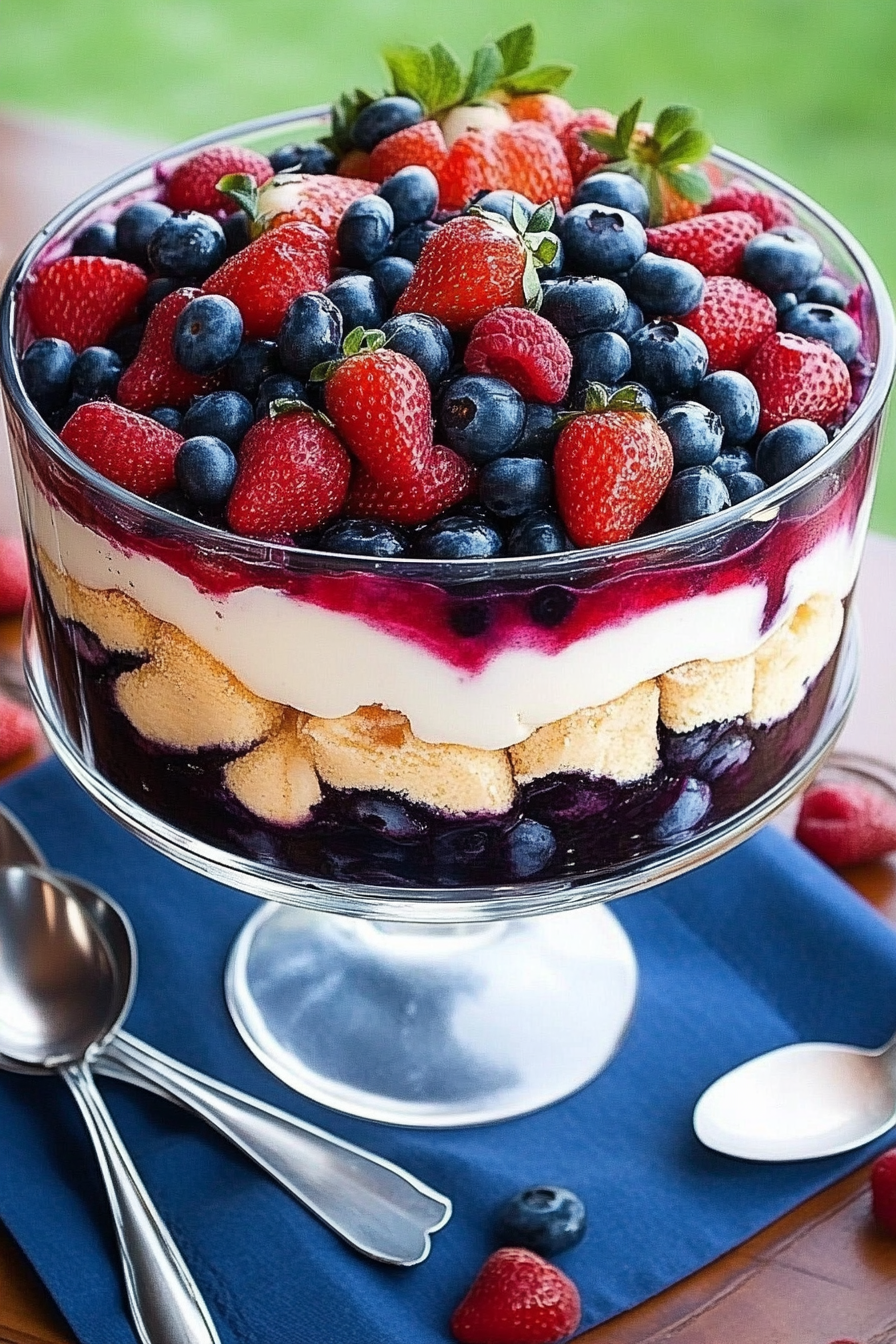 red white blueberry trifle
