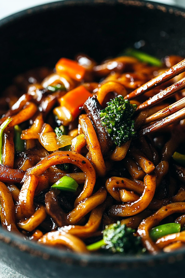 black pepper stir-fried udon
