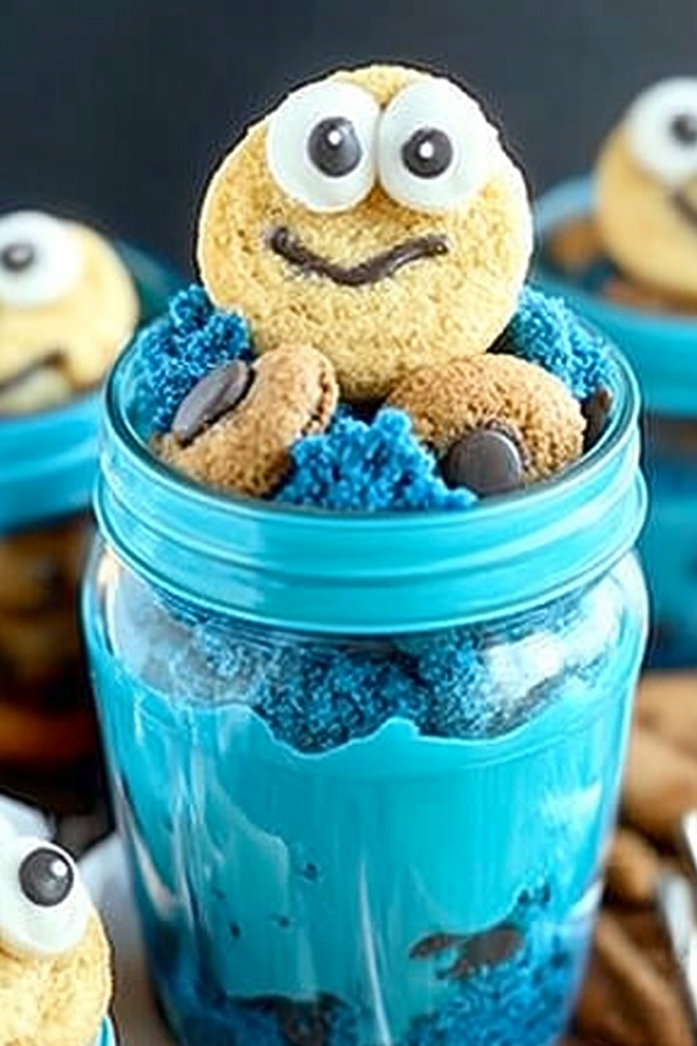 Cookie Monster Cake Jars