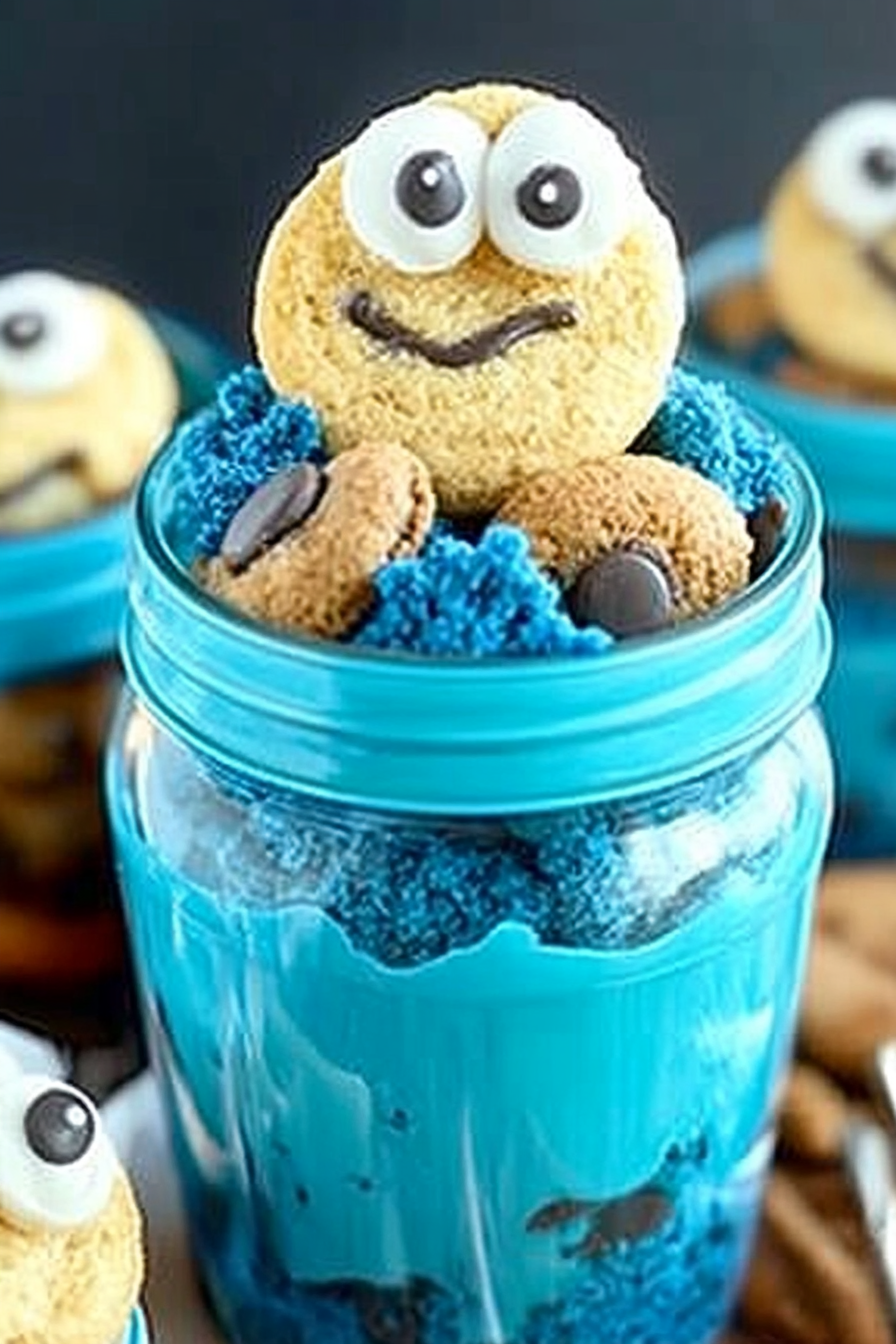 Cookie Monster Cake Jars