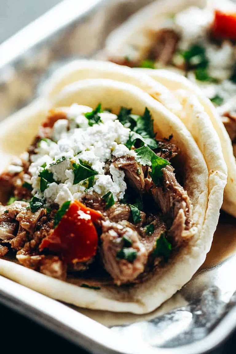 Greek pork pitas