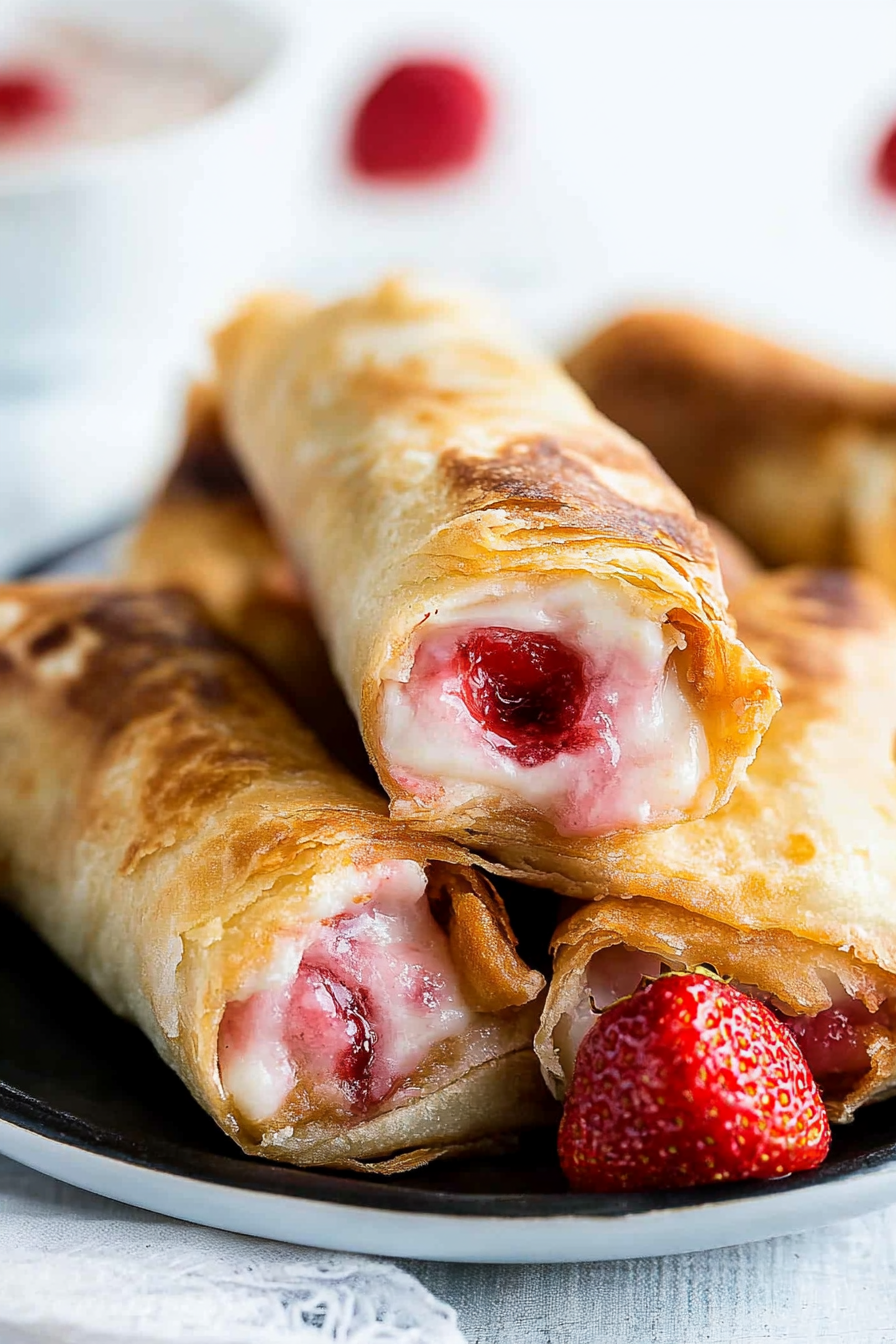 strawberry cheesecake egg rolls