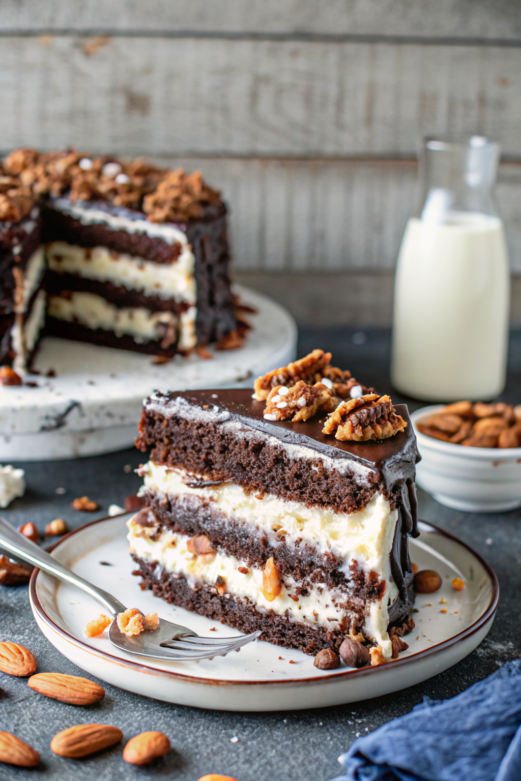 Almond Joy Layer Cake ingredients organized and measured on kitchen counter