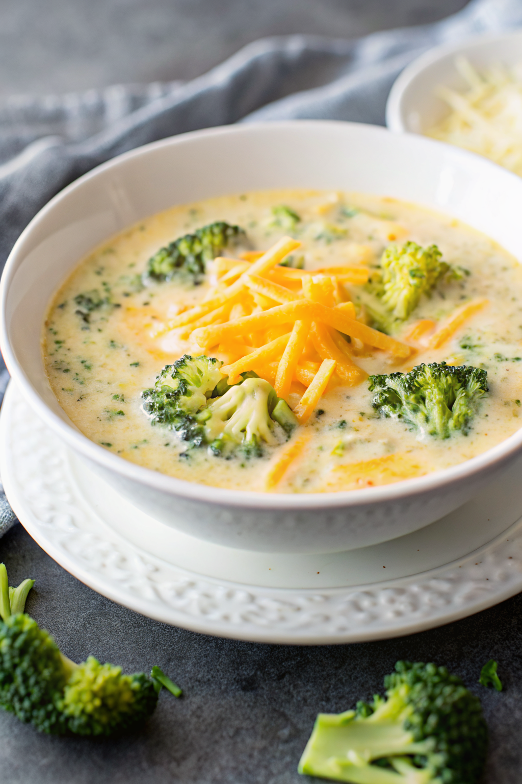 Best Broccoli Cheese Soup slice on plate showing perfect texture and swirl pattern
