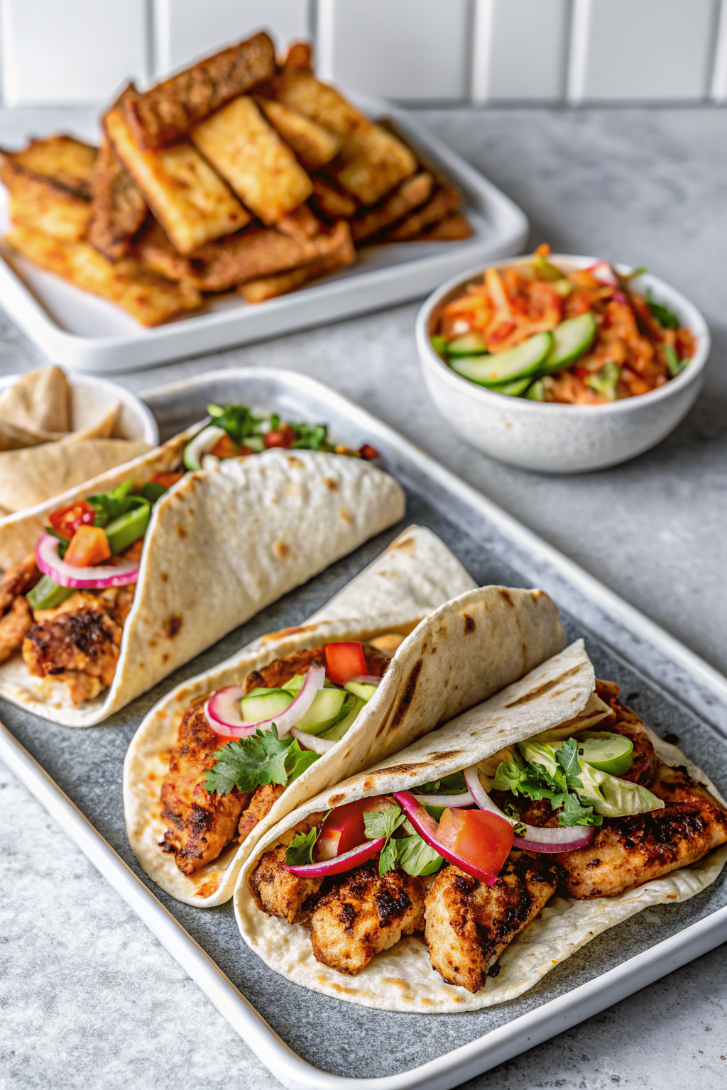 Chicken Shawarma ingredients organized and measured on kitchen counter