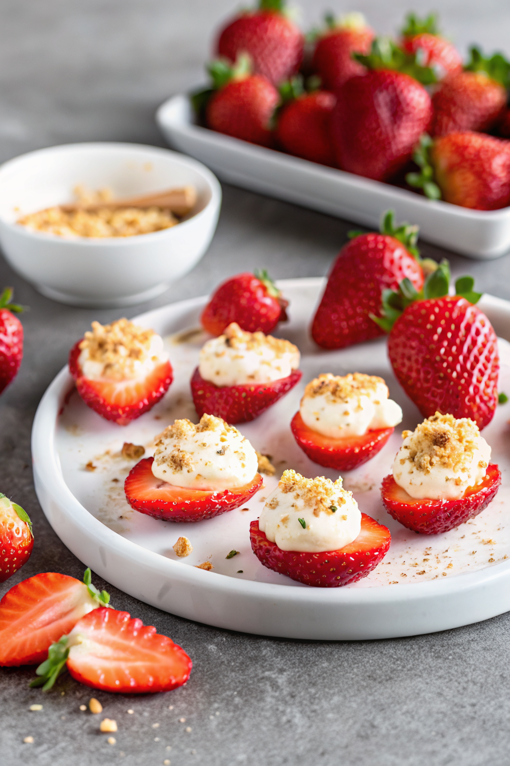 Strawberry Deviled slice on plate showing perfect texture and swirl pattern