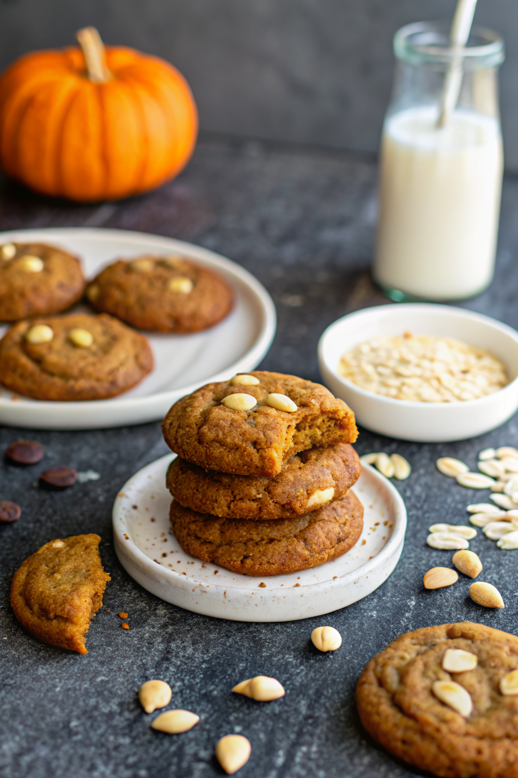 Keto Pumpkin Cookies beautifully presented from an overhead angle