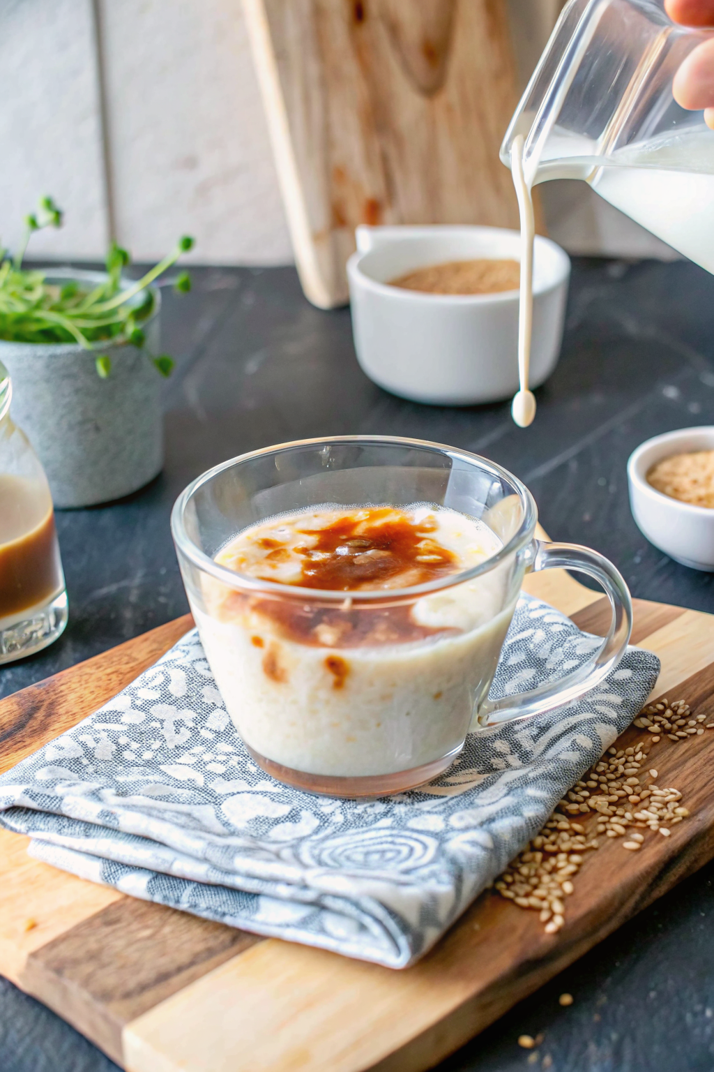 Make London Fog ingredients organized and measured on kitchen counter