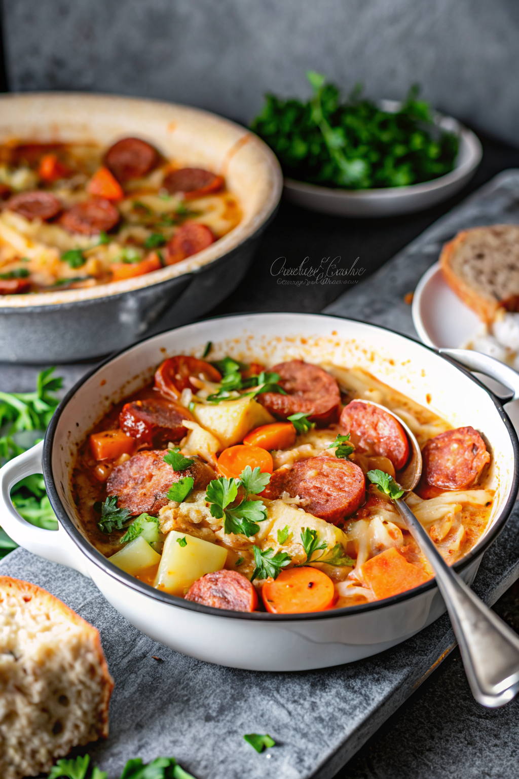 Dublin Coddle slice on plate showing perfect texture and swirl pattern