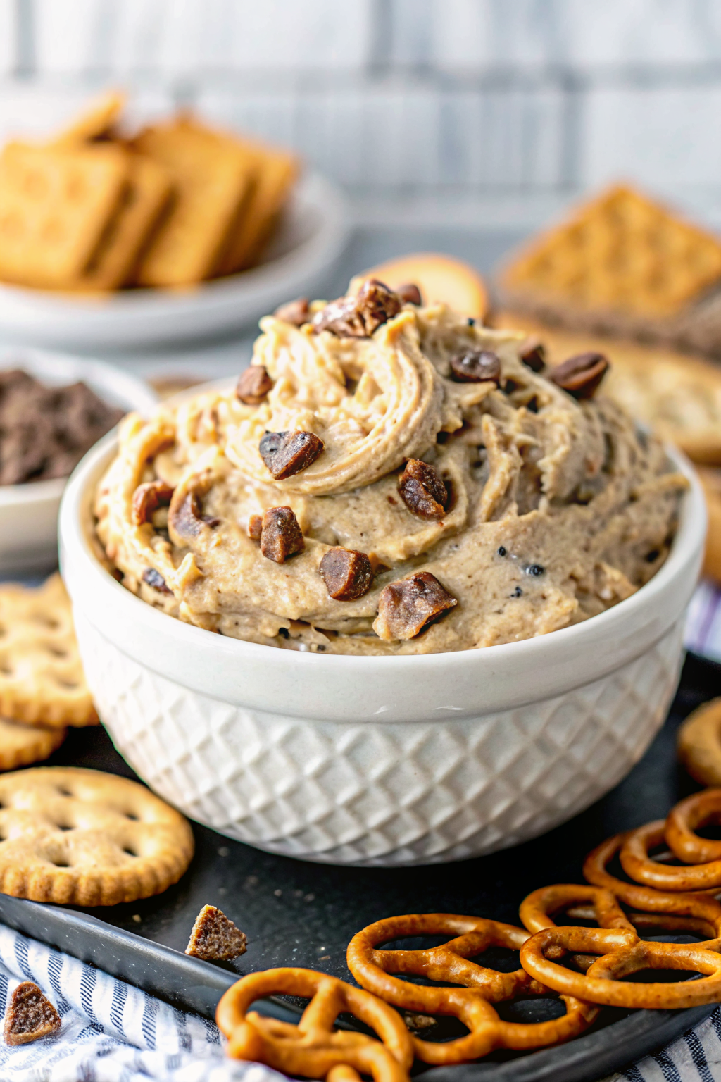 Reese's Peanut Butter Cookie Dough Dip ingredients organized and measured on kitchen counter
