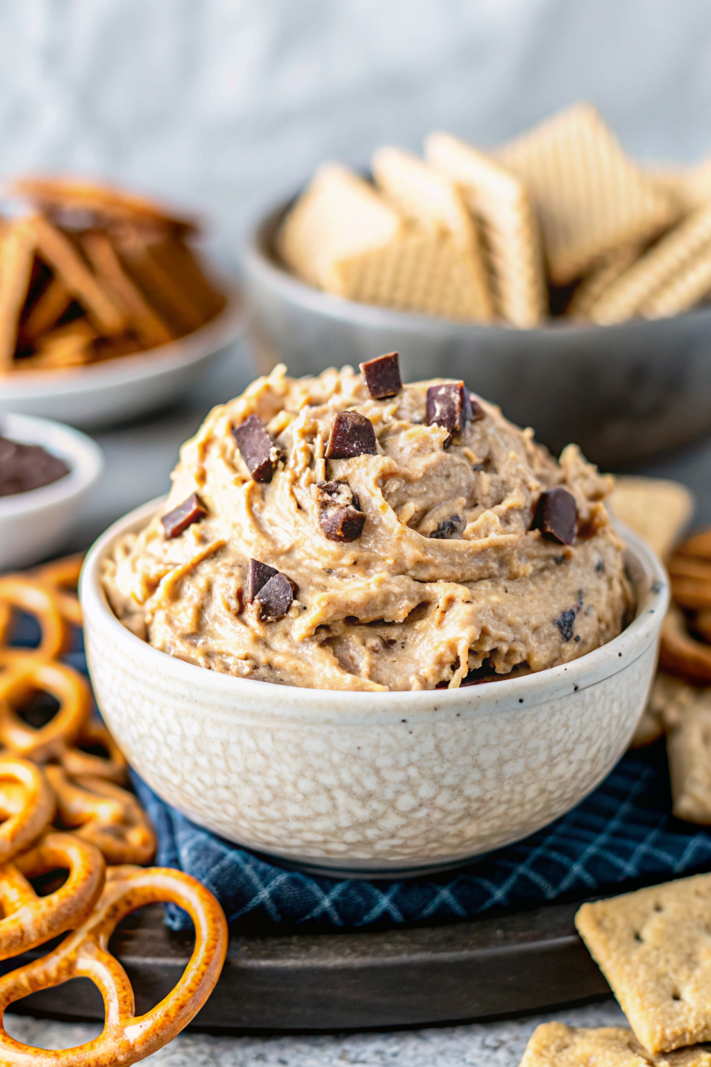 Reese's Peanut Butter Cookie Dough Dip slice on plate showing perfect texture and swirl pattern